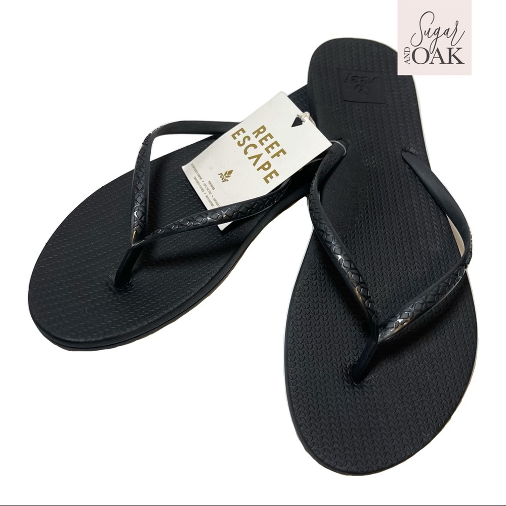 NWT Reef Escape Women’s Black Flip Flops Sz 9